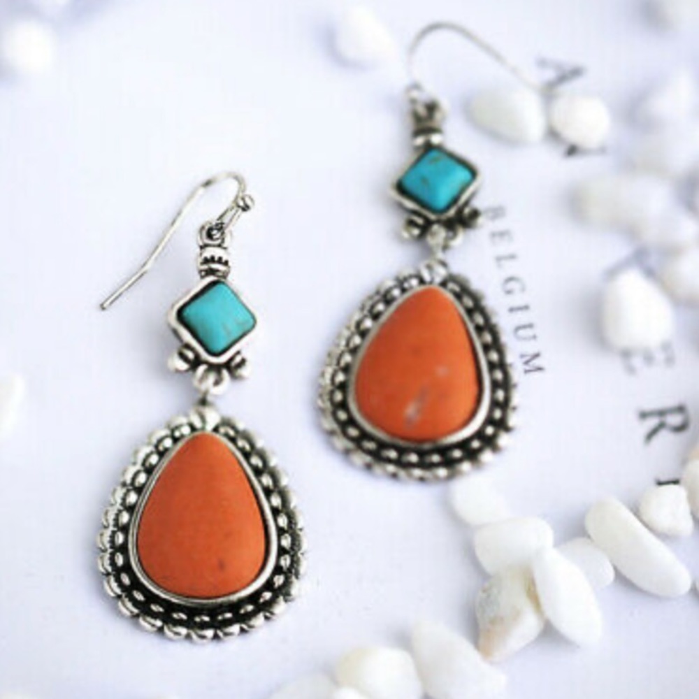 Dangle silver toned boho earrings